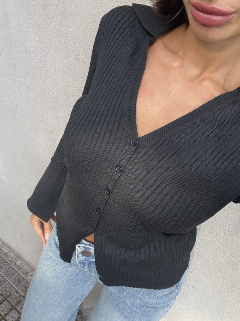 Sweater Cardigan Negro - Imagen 7