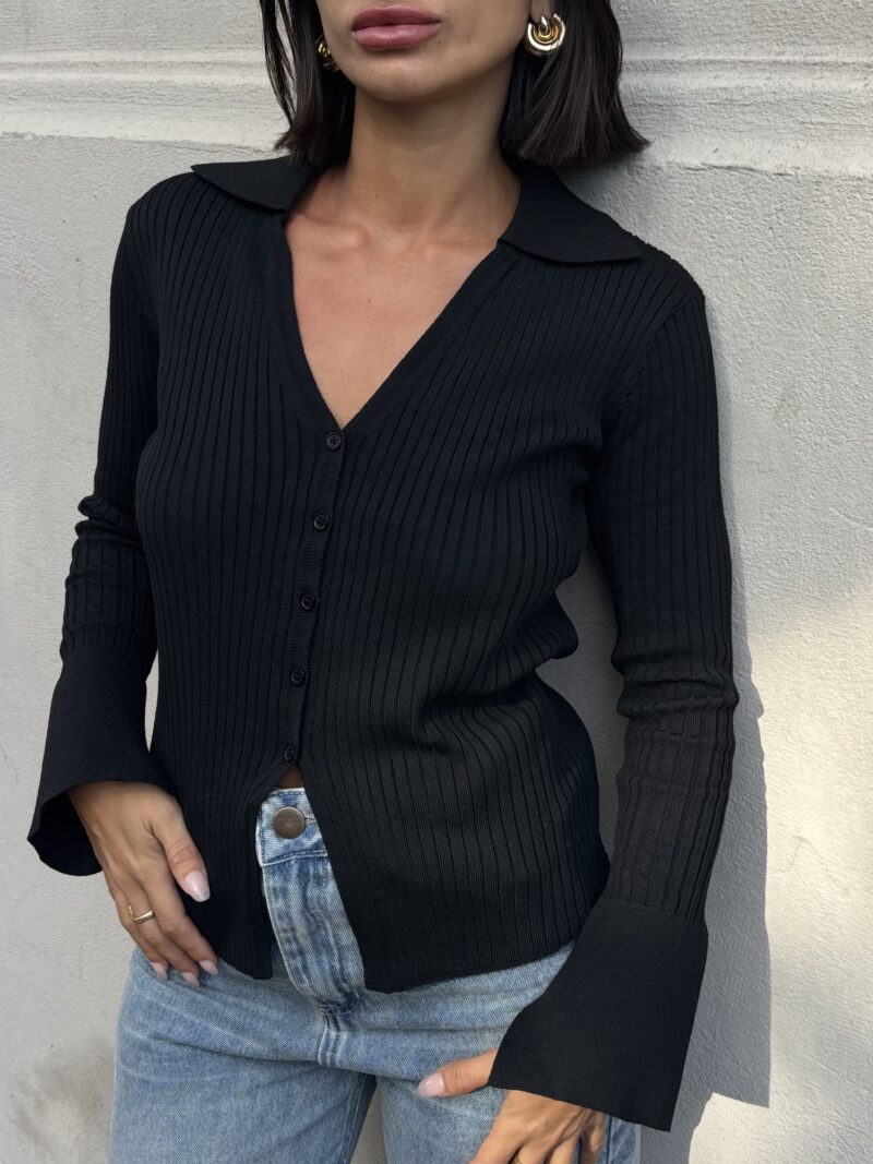 Sweater Cardigan Negro - Imagen 2
