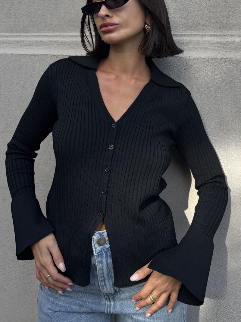 Sweater Cardigan Negro - Imagen 6
